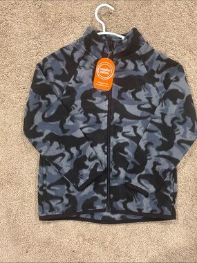 wonder nation Gray & Black Camo Fleece Zip-Up Jacket